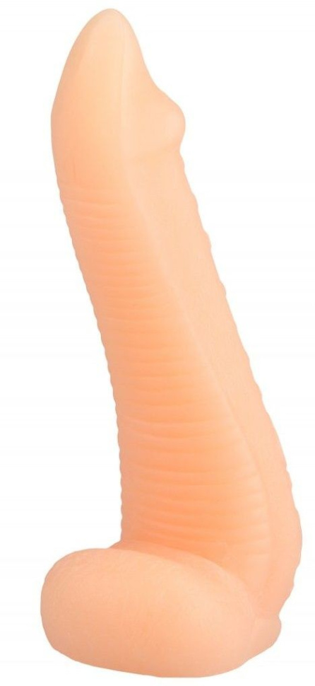 Телесная рельефная реалистичная анальная втулка - 22 см.  купить в секс шопе