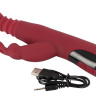 Красный вибромассажер с клиторальным отростком Rabbit Vibrator - 26,5 см. купить в секс шопе
