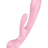 Розовый двусторонний вибратор-кролик Triple Oh купить в секс шопе