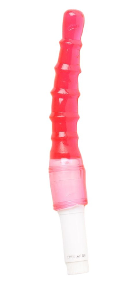 Красный анальный вибратор с рёбрышками - 23 см. купить в секс шопе