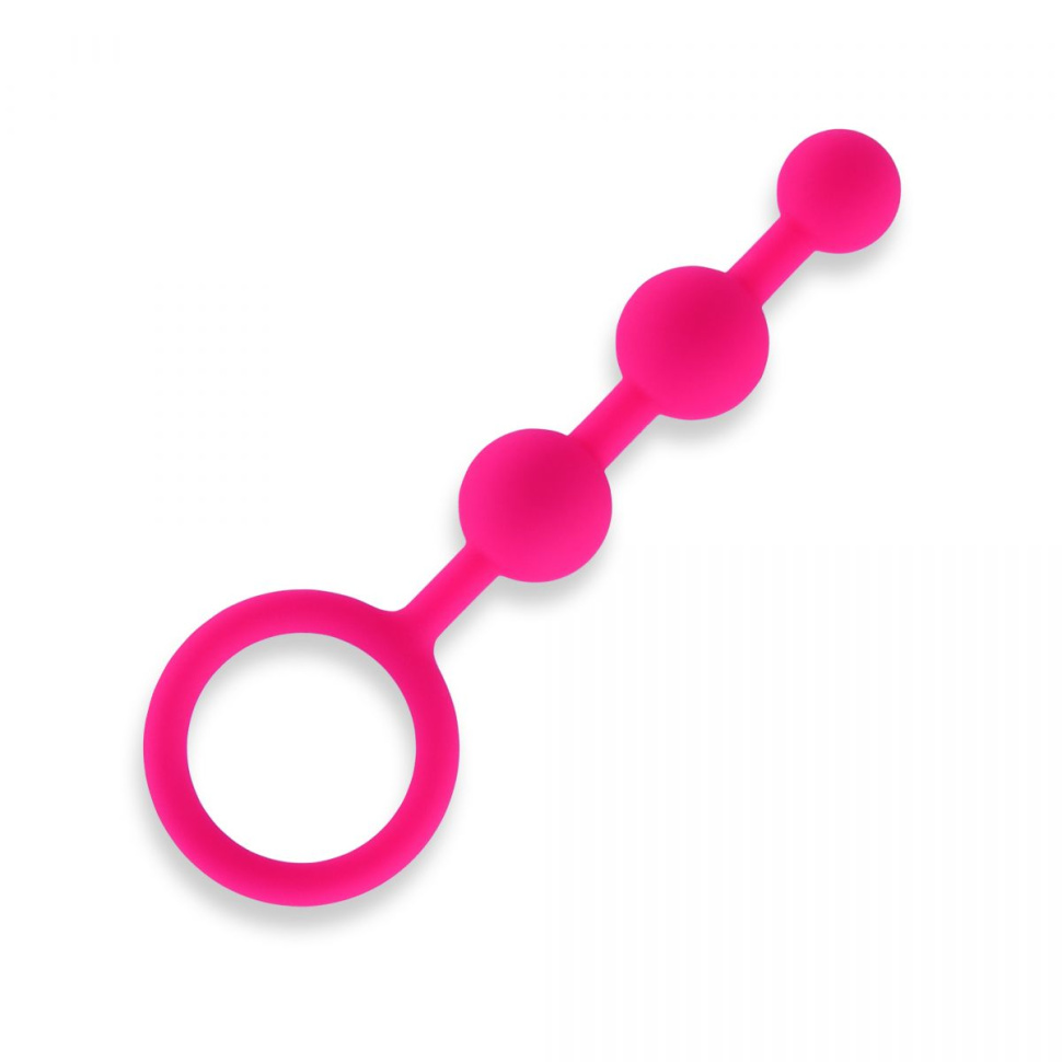 Розовая анальная цепочка из 3 шариков - 14 см. купить в секс шопе