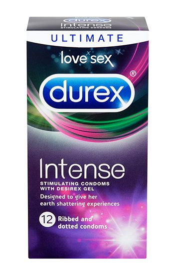 Рельефные презервативы со стимулирующей смазкой Durex Intense Orgasmic - 12 шт. купить в секс шопе