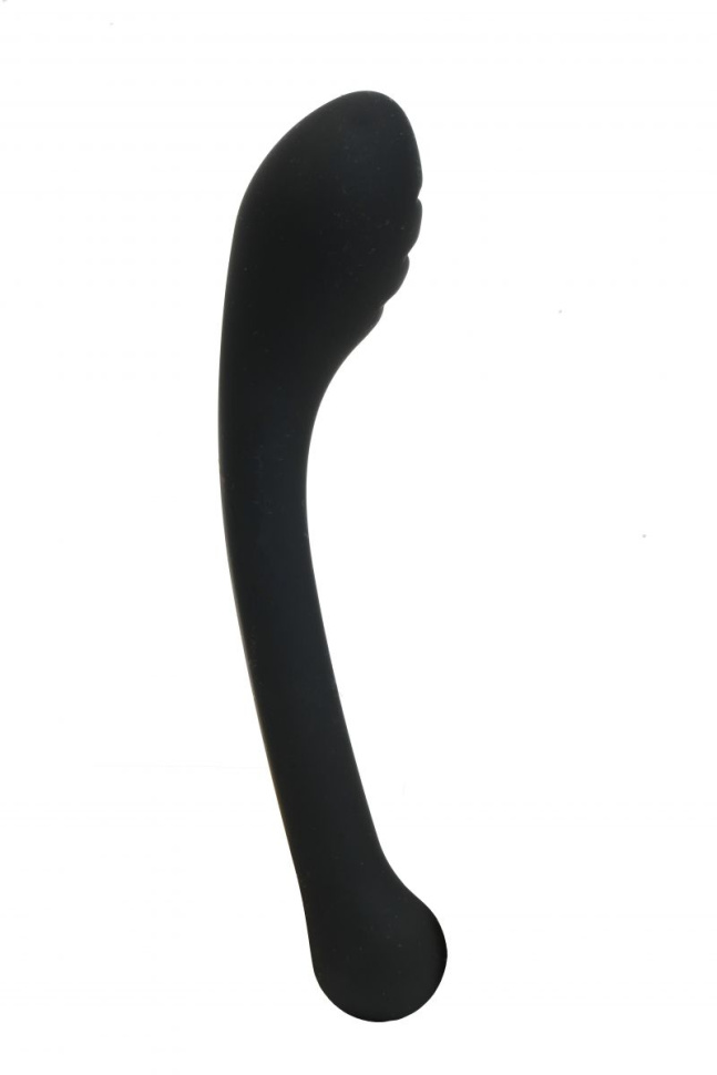 Черный фаллоимитатор с изогнутой головкой - 18 см. купить в секс шопе