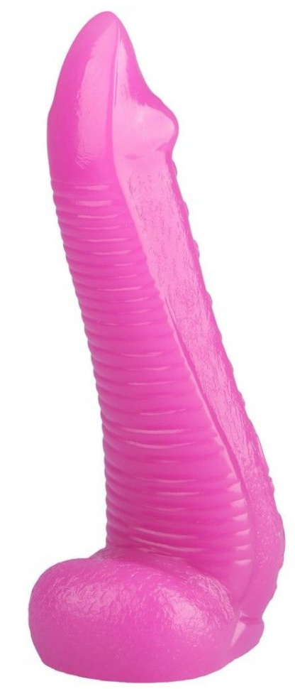 Розовая рельефная реалистичная анальная втулка - 22 см.  купить в секс шопе