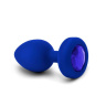 Синяя вибропробка Vibrating Jewel Plug L/XL - 11 см. купить в секс шопе