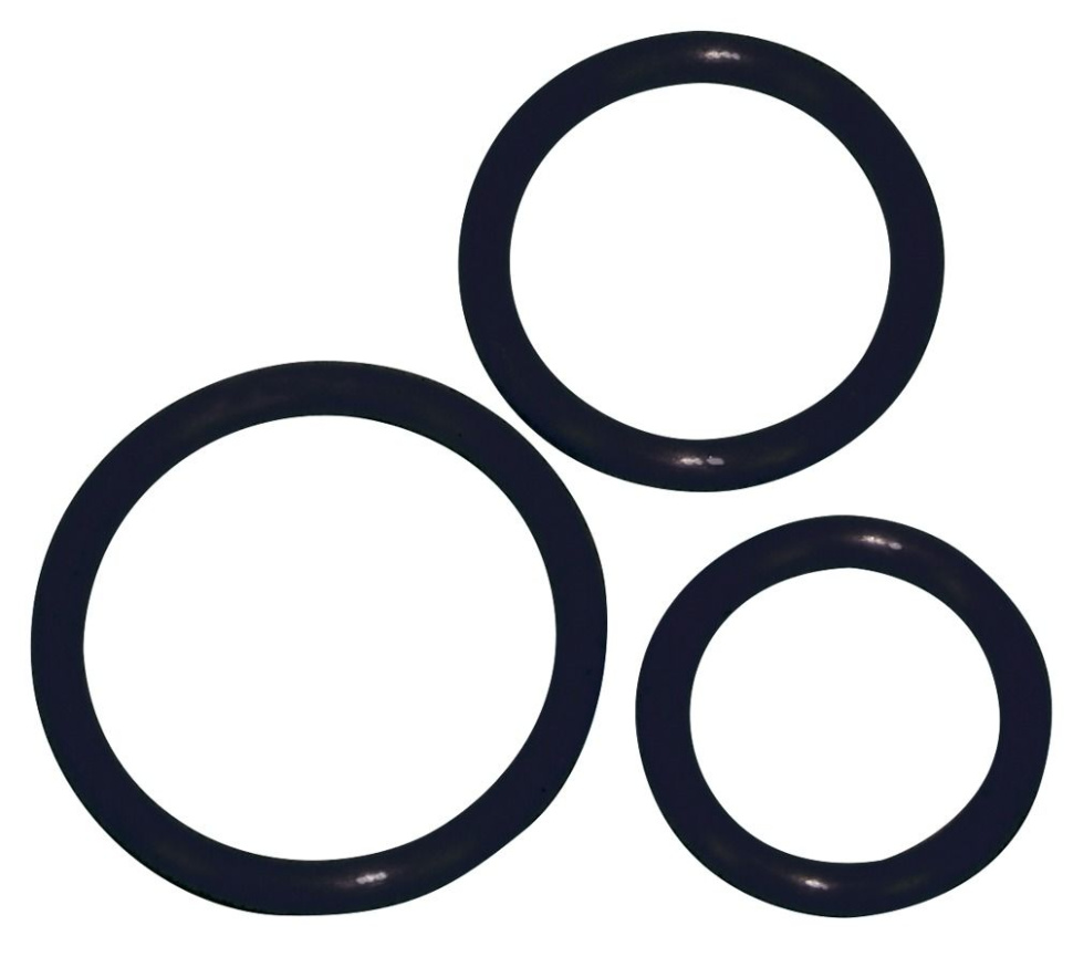 Набор из 3 чёрных эрекционных колец разного диаметра купить в секс шопе