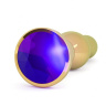 Золотистая анальная пробка с фиолетовым кристаллом - 14 см. купить в секс шопе