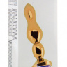 Золотистая анальная пробка с фиолетовым кристаллом - 14 см. купить в секс шопе