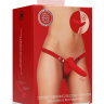 Красный двойной вибрострапон Double Vibrating Silicone Strap-On Adjustable - 15,5 см. купить в секс шопе
