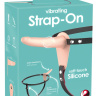 Телесный поясной страпон с вибрацией Vibrating Strap-On - 15,7 см. купить в секс шопе