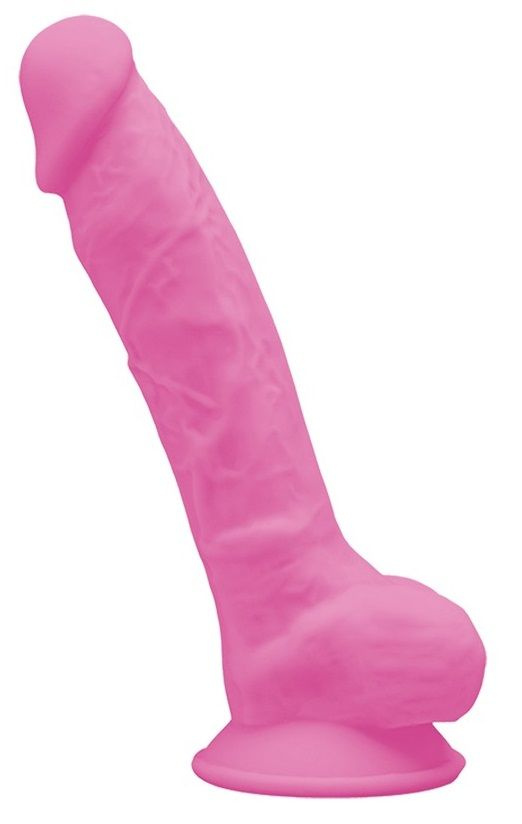 Розовый, светящийся в темноте фаллоимитатор Model 1  - 17,6 см. купить в секс шопе