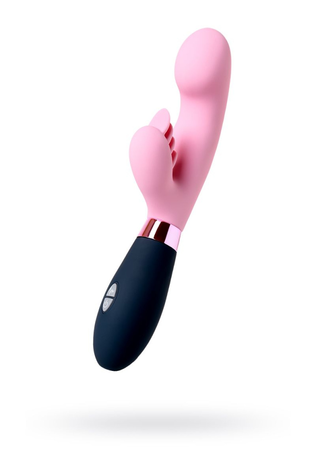 Розовый вибромассажер Ornella с клиторальным стимулятором - 21,5 см. купить в секс шопе