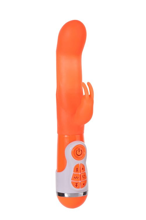 Оранжевый вибратор с клиторальной стимуляцией INSTYLE DUO VIBRATOR 5.5INCH - 14 см. купить в секс шопе