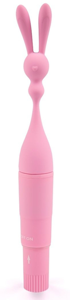 Розовый клиторальный вибростимулятор с длинными ушками - 20 см. купить в секс шопе