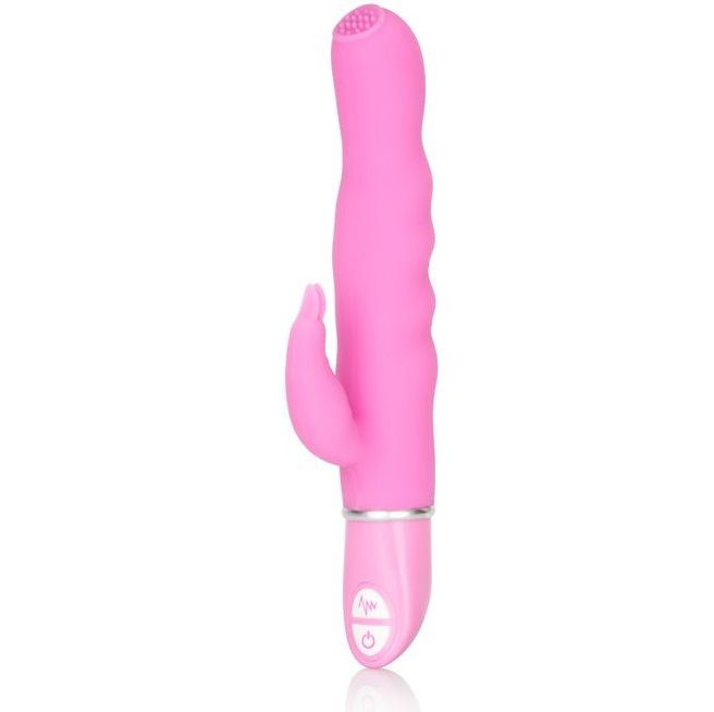 Розовый силиконовый вибратор Lia Dual Stimulator - 20 см. купить в секс шопе