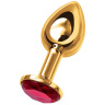 Малая золотистая анальная втулка с красным кристаллом - 6 см. купить в секс шопе