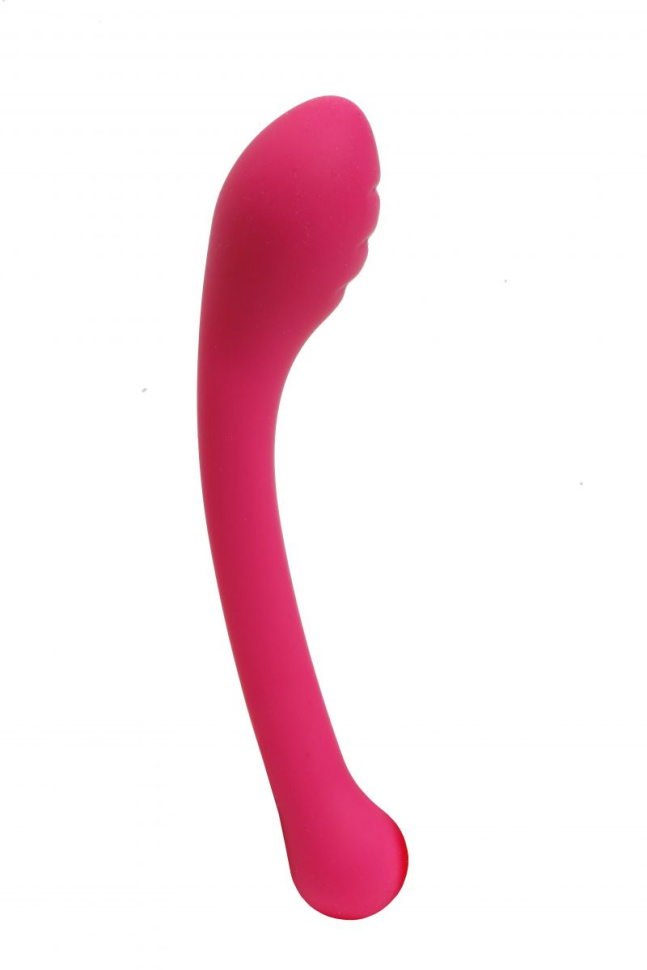 Ярко-розовый фаллоимитатор с изогнутой головкой - 18 см. купить в секс шопе