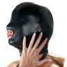 Черная эластичная маска на голову с отверстием для рта купить в секс шопе