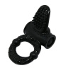 Чёрное эрекционное кольцо с вибрацией и щеточкой для клитора купить в секс шопе