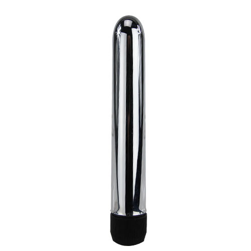 Гладкий серебристый вибратор - 17,4 см. купить в секс шопе