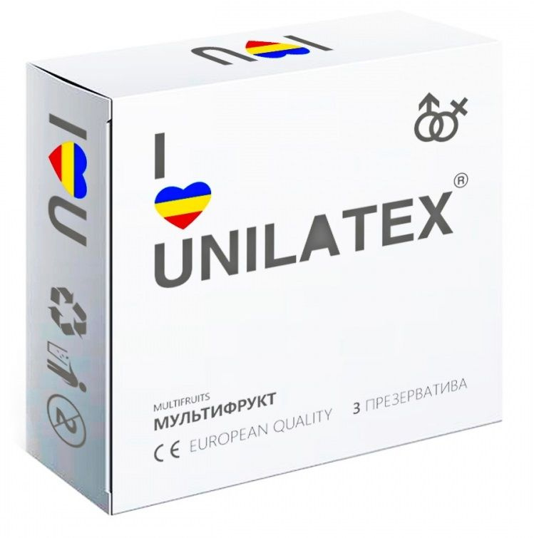 Разноцветные ароматизированные презервативы Unilatex Multifruits - 3 шт. купить в секс шопе