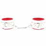 Бело-красные кожаные наручники для медсестры купить в секс шопе