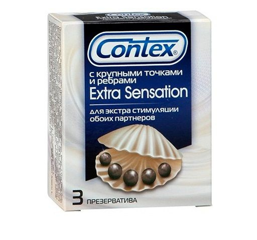 Презервативы с крупными точками и рёбрами Contex Extra Sensation - 3 шт. купить в секс шопе
