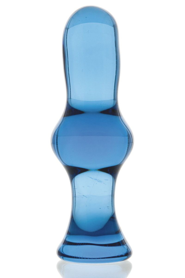 Голубая стеклянная анальная втулка - 12 см. купить в секс шопе