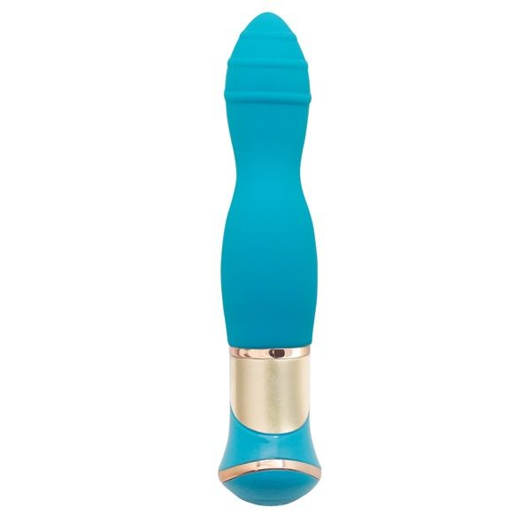 Голубой вибратор с ротацией ECSTASY Deluxe Rippled Vibe - 20 см. купить в секс шопе