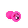 Розовая анальная втулка с малиновым кристаллом - 7,3 см. купить в секс шопе