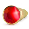 Золотистая анальная ёлочка с красным кристаллом - 14,5 см. купить в секс шопе