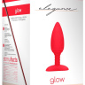 Красная анальная пробка Glow с вибрацией и подогревом - 12 см. купить в секс шопе