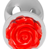 Серебристая втулка с красной розочкой в основании - 9 см. купить в секс шопе