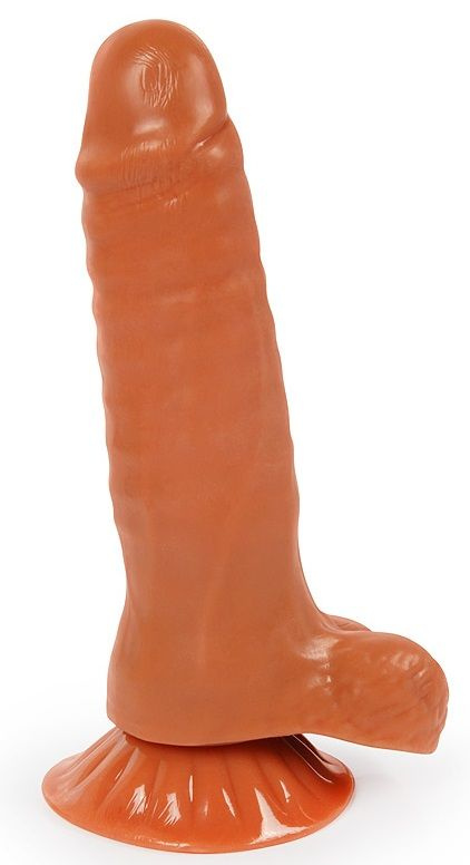 Гладкий фаллоимитатор-реалистик с мошонкой - 18,5 см. купить в секс шопе