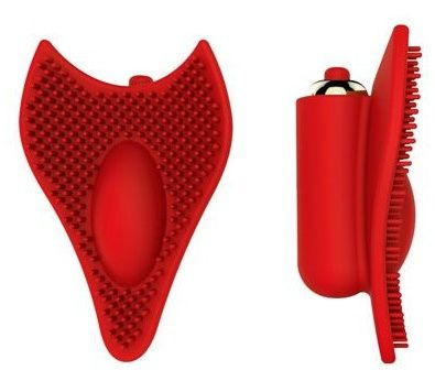 Красный клиторальный стимулятор с шипиками - 7,5 см.  купить в секс шопе