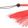 Красная многохвостая плеть с черными шариками на рукояти - 35 см. купить в секс шопе