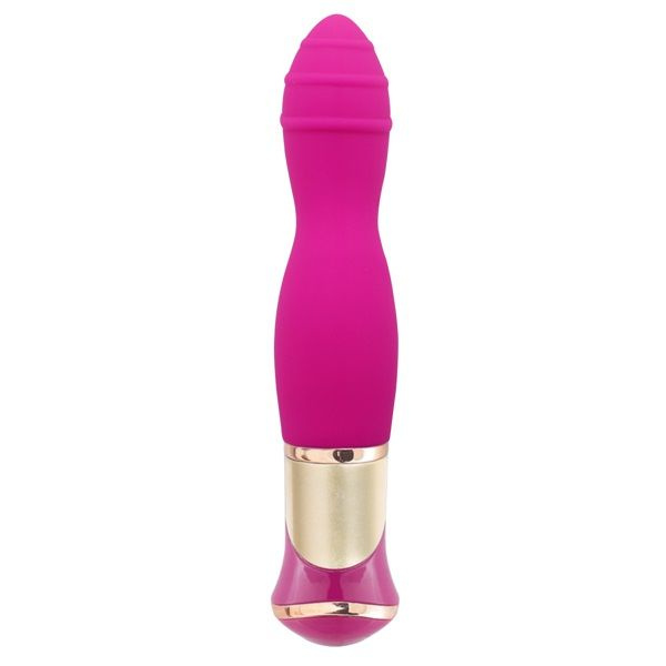 Ярко-розовый вибратор с ротацией ECSTASY Deluxe Rippled Vibe - 20 см. купить в секс шопе