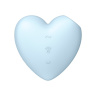 Голубой вибромассажер Cutie Heart с вакуум-волновой стимуляцией купить в секс шопе