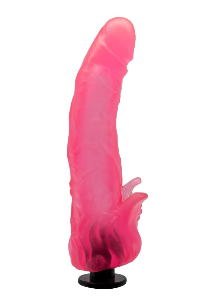 Розовая насадка для страпона с клиторальными лепестками - 18,5 см. купить в секс шопе