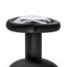 Черная анальная втулка с прозрачным кристаллом в виде сердечка Bling Plug Small - 7,6 см. купить в секс шопе