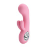 Нежно-розовый вибратор Chris с клиторальным отростком - 15,4 см. купить в секс шопе