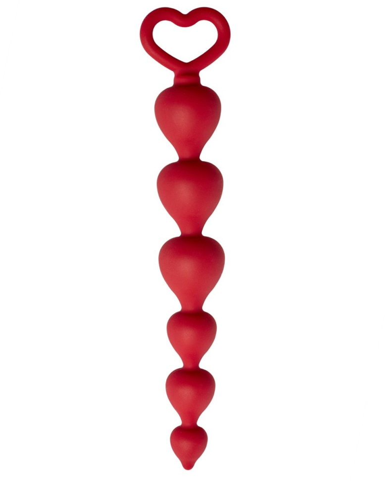 Бордовая анальная цепочка Heart Ray - 17,5 см. купить в секс шопе