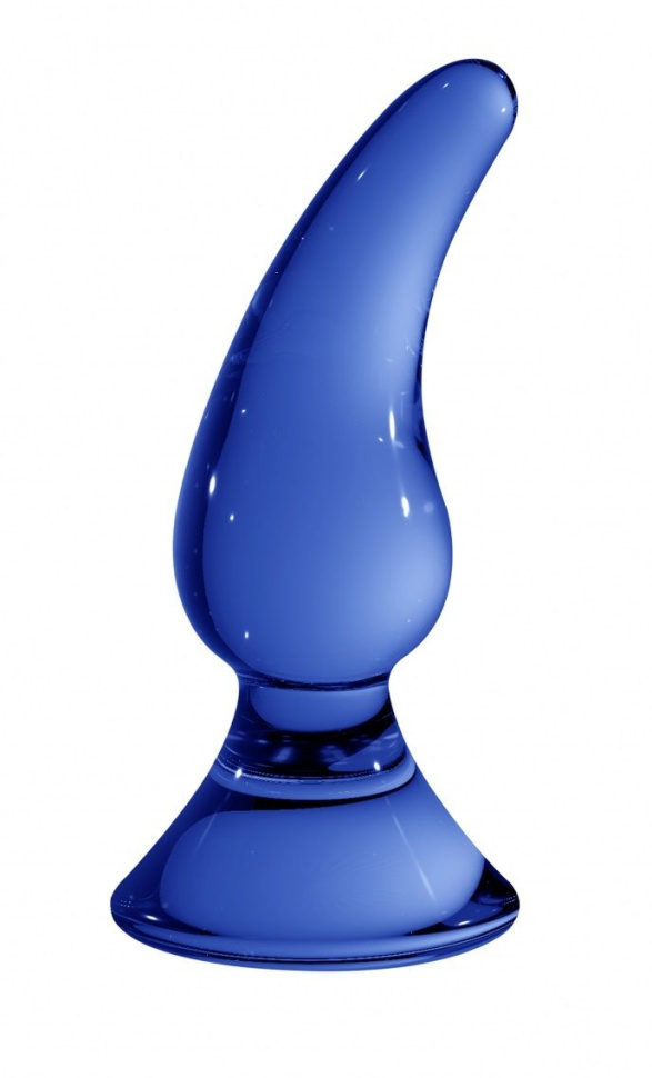 Синяя стеклянная анальная пробка Genius - 11,5 см. купить в секс шопе