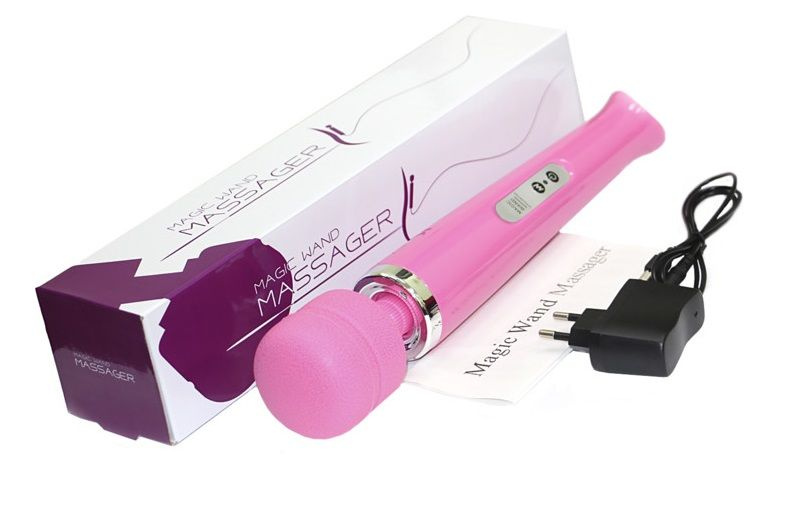 Розовый беспроводной массажер Magic Wand с 10 режимами вибрации купить в секс шопе