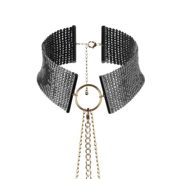 Чёрный ошейник с цепочками Desir Metallique Collar купить в секс шопе