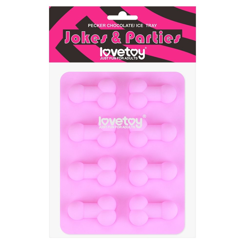 Розовая формочка для льда и шоколада Pecker Chocolate/Ice Tray купить в секс шопе