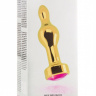Золотистая анальная пробка с розовым кристаллом - 10,5 см. купить в секс шопе