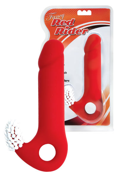 Красная вагинальная втулка с клиторальным стимулятором  купить в секс шопе