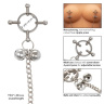 Металлические зажимы для сосков на цепочке Nipple Grips 4-Point Nipple Press with Bells купить в секс шопе