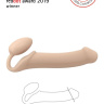 Телесный безремневой страпон Silicone Bendable Strap-On XL купить в секс шопе
